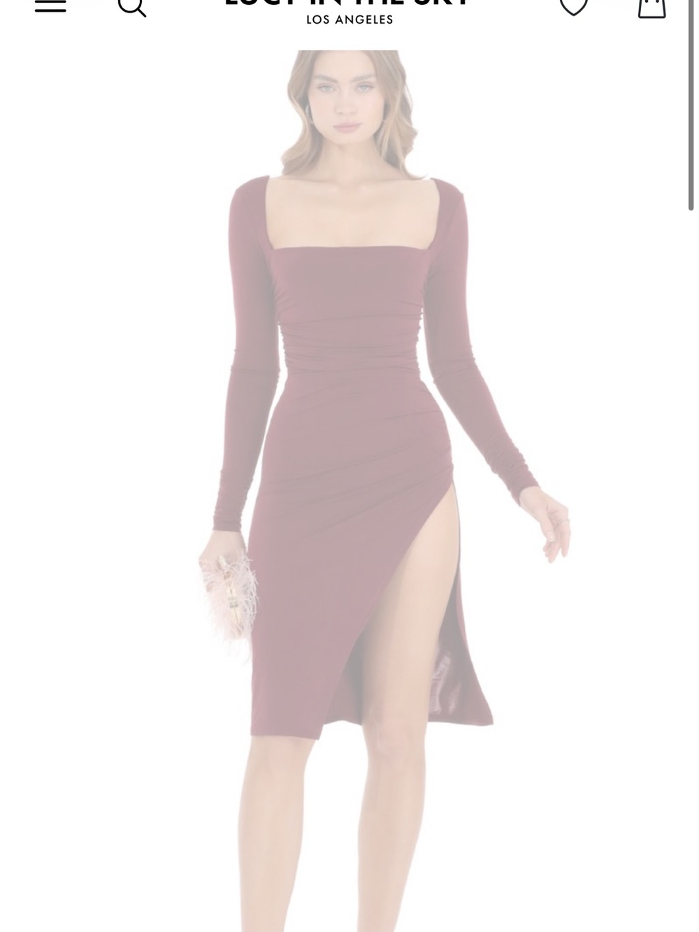 Lucy in the Sky Burgundy Asymmetrical Long Sleeve Midi Dress